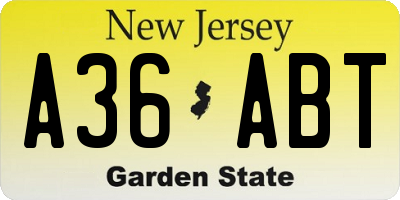 NJ license plate A36ABT