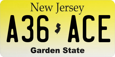 NJ license plate A36ACE