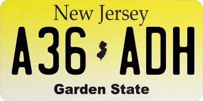 NJ license plate A36ADH