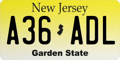 NJ license plate A36ADL