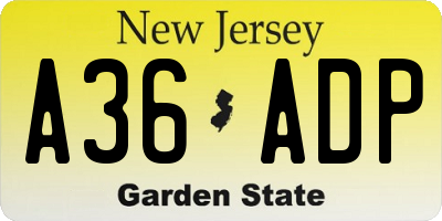 NJ license plate A36ADP