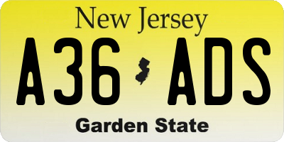 NJ license plate A36ADS