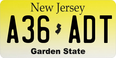 NJ license plate A36ADT