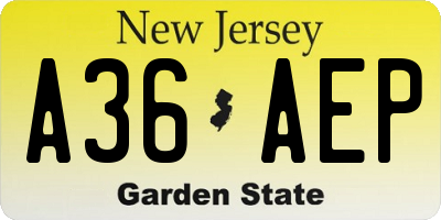 NJ license plate A36AEP