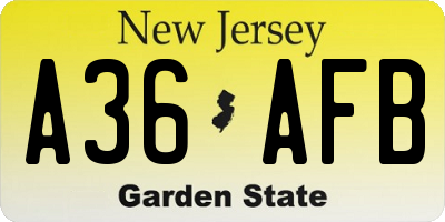 NJ license plate A36AFB