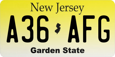 NJ license plate A36AFG