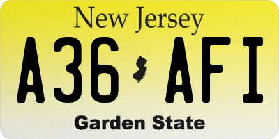 NJ license plate A36AFI