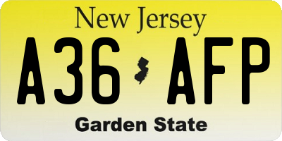 NJ license plate A36AFP