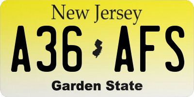 NJ license plate A36AFS