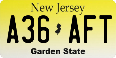 NJ license plate A36AFT