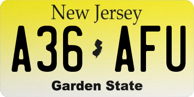 NJ license plate A36AFU