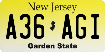 NJ license plate A36AGI