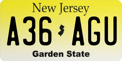 NJ license plate A36AGU