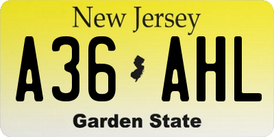 NJ license plate A36AHL