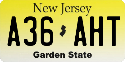 NJ license plate A36AHT