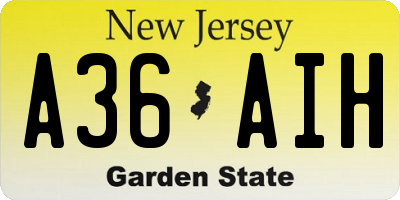 NJ license plate A36AIH