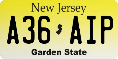 NJ license plate A36AIP
