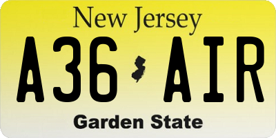 NJ license plate A36AIR