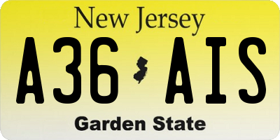 NJ license plate A36AIS