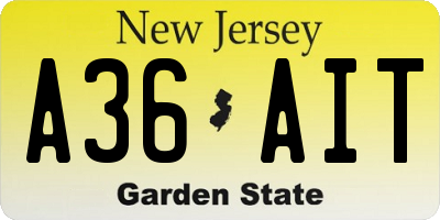 NJ license plate A36AIT