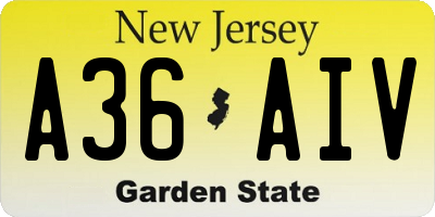 NJ license plate A36AIV