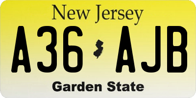 NJ license plate A36AJB