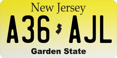 NJ license plate A36AJL