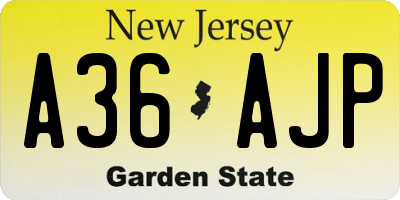 NJ license plate A36AJP