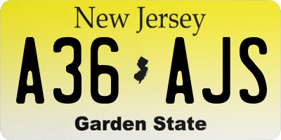 NJ license plate A36AJS