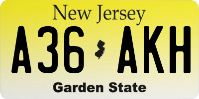 NJ license plate A36AKH