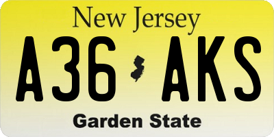 NJ license plate A36AKS