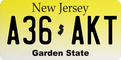 NJ license plate A36AKT