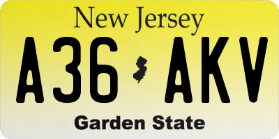 NJ license plate A36AKV