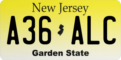 NJ license plate A36ALC