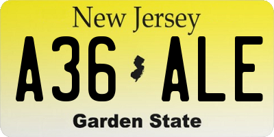 NJ license plate A36ALE