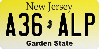NJ license plate A36ALP