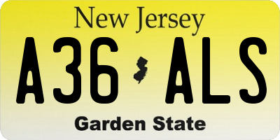 NJ license plate A36ALS