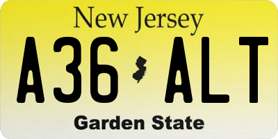NJ license plate A36ALT