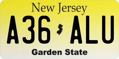 NJ license plate A36ALU