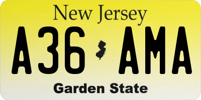 NJ license plate A36AMA