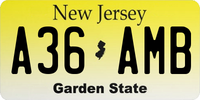NJ license plate A36AMB