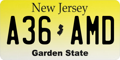 NJ license plate A36AMD
