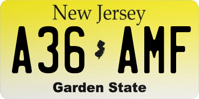 NJ license plate A36AMF