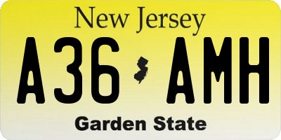NJ license plate A36AMH