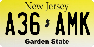 NJ license plate A36AMK