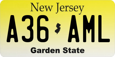 NJ license plate A36AML
