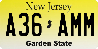 NJ license plate A36AMM