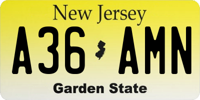 NJ license plate A36AMN