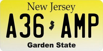 NJ license plate A36AMP