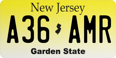 NJ license plate A36AMR